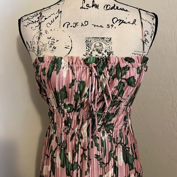 Zara Printed Pleated Multi Print Floral Contemporary Feminine Cottage Core Dress - Picture 7 of 16